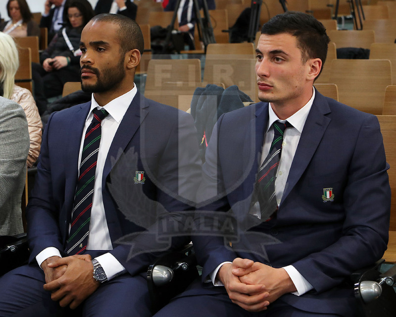 Roma, Stadio Olimpico 09/02/2019, conferenza stampa di presentazione e sigla dell’accordo Fir-Telethon, Maxime Mbanda e Marco Zanon.