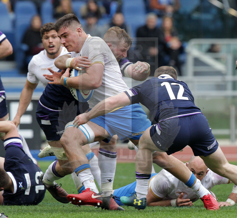 Natwest Sei Nazioni 2018, round 5, Roma stadio Olimpico 17/03/2018, Italia v Scozia, break di Jake Polledri. Foto Daniele Resini/Fotosportit