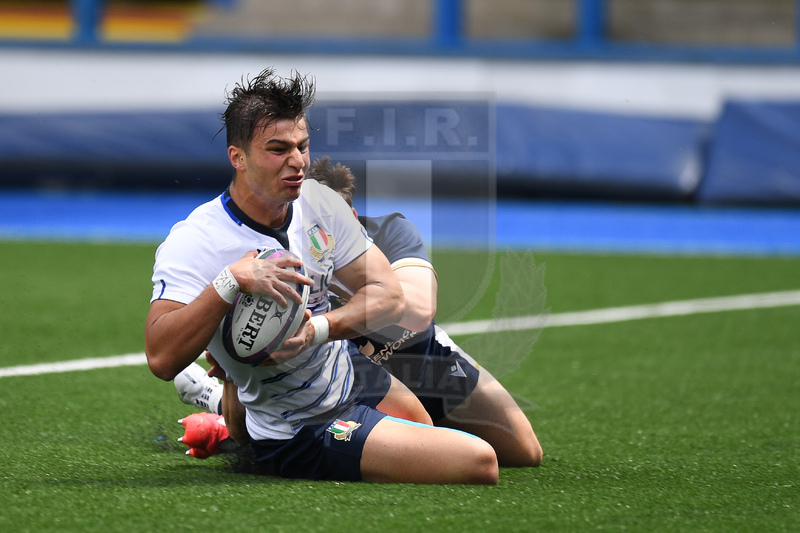 Guinness Sei Nazioni U20 2021, Cardiff, Arms Park 01/07/2021, Italia U20 v Scozia U20, Lorenzo Pani marca la seconda meta dell\