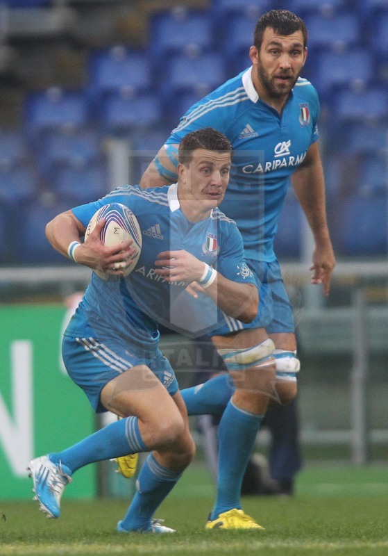 Cariparma test match 2013, Roma 23/11/2013, Italia v Argentina, Tommaso Iannone con Geldenhuys in sostegno. Foto Daniele Resini/Fotosportit