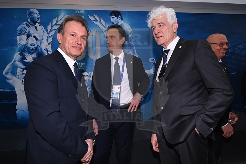 Marzio Innocenti attends the Centurion Test Cap ceremony before the Guinness Six Nations Rugby match between Italy and Scotland at Stadio Olimpico on March 12, 2022 in Rome, Italy. (Photo by Tullio Puglia - Federugby/Getty Images)