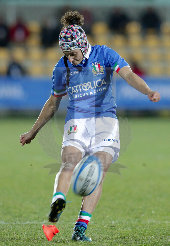 Guinness Sei Nazioni 2019 Donne, Round 3, Parma, Stadio Lanfranchi, 23/02/2019, Italia Donne v Irlanda Donne. Michela Sillari al calcio di punizione. Foto Roberto Bregani/Fotosportit