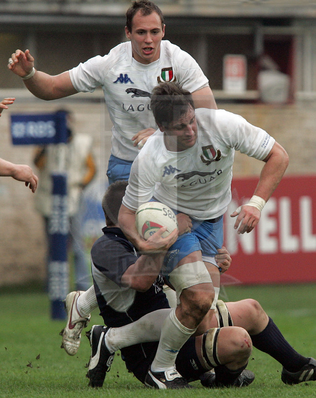 Rbs Sei Nazioni 2006, Roma, stadio Flaminio 18/03/2006, Italia v Scozia, Josh Sole con Parisse in sostegno. Foto Daniele Resini/Fotosportit