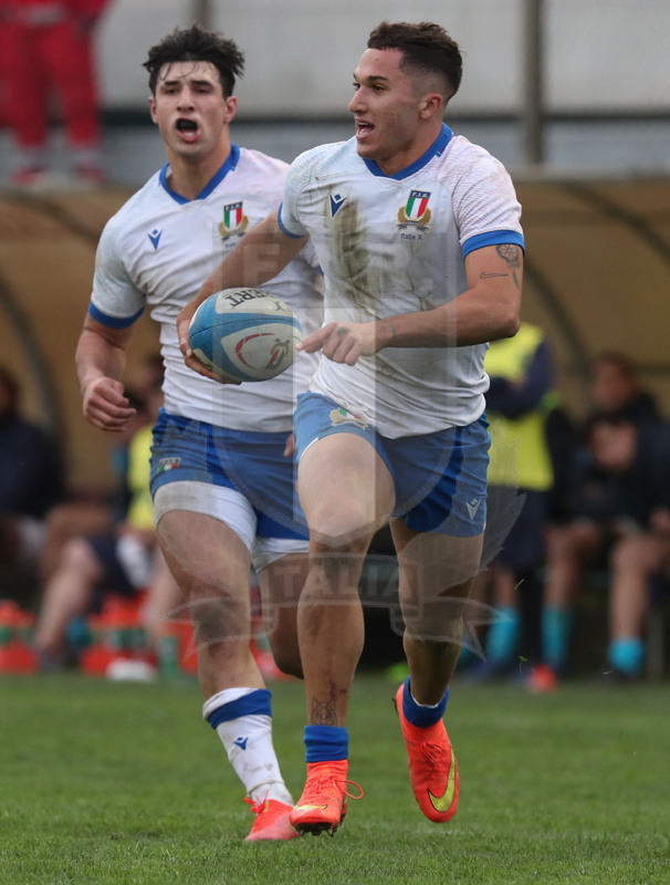Nazionale A, Test Match 2021, Padova, stadio Plebiscito 14/11/2021, Italia A v Uruguay, Jacopo Trulla con Tommaso Menoncello in sostegno. Foto Daniele Resini/Fotosportit