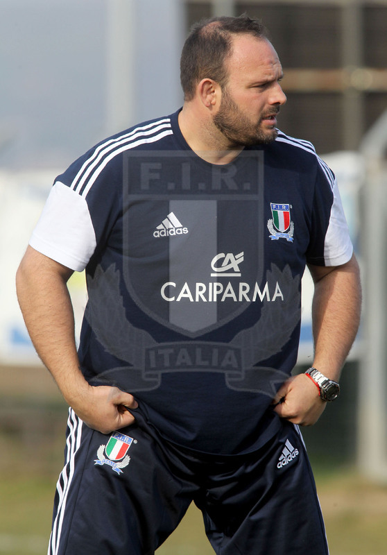 Benevento, 10 gennaio 2014, Nazionale italiana Under 20 v Accademia di Marcoussis, Cristian Prestera, tecnico della mischia.