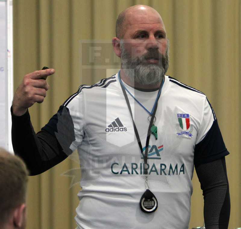 Rbs Sei Nazioni, raduno della Nazionale U20, Parma 24/01/2017, allenamento, Alessandro Troncon in riunione con la squadra prima di un allenamento.