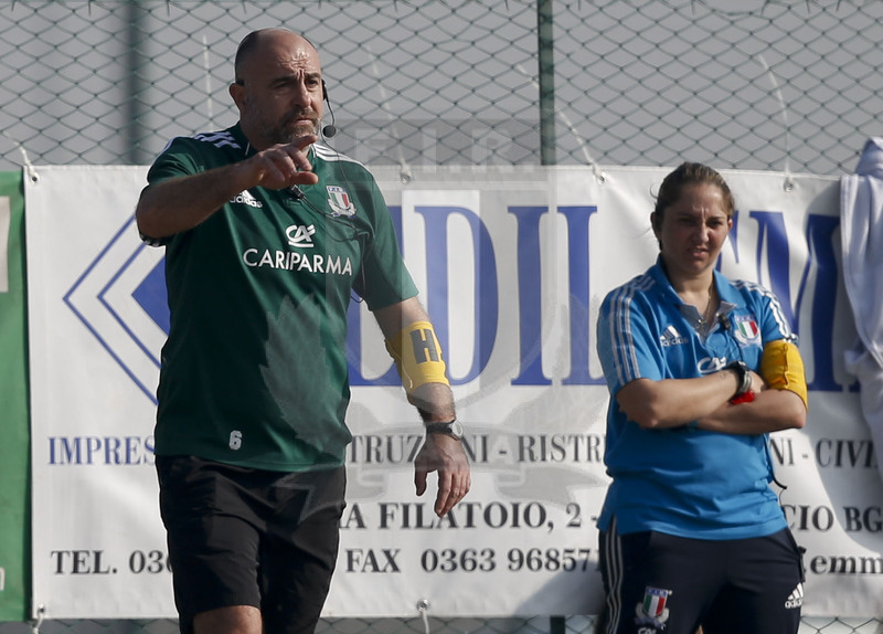 RBS 6 Nazioni Femminile 2014, Rovato (BS), Stadio Giulio e Silvio Pagani, 16-03-2014, Italia v Inghilterra. Diego Scaglia e Giuliana Campanella. Foto: Roberto Bregani