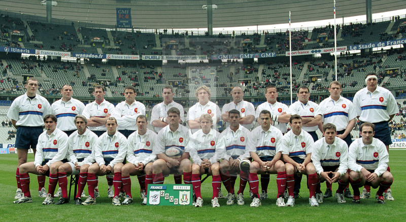 Lloyds TSB Sei Nazioni 2000, Round 5, Parigi, Stade de France 01/04/2000, Francia v Italia, la formazione francese. Foto Daniele Resini/Fotosportit