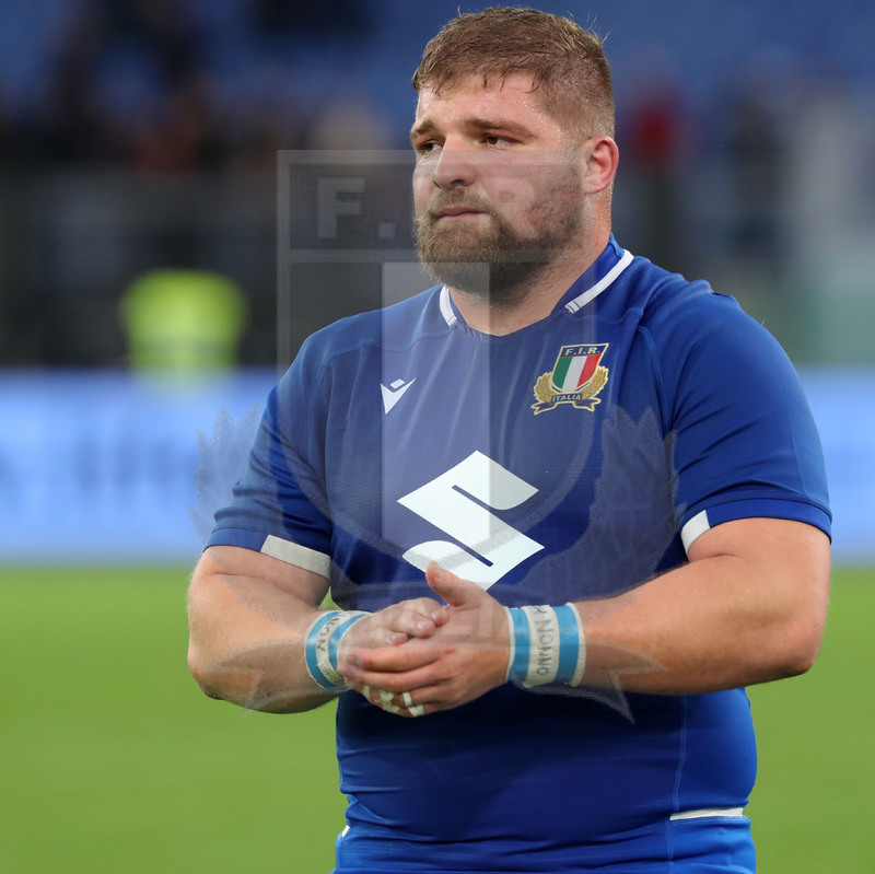 Autumn Nations Series 2021, Roma, Stadio Olimpico, 06/11-2021, Itallia vs Nuova Zelanda, gli Azzurri al giro di campo a fine match: Pietro Ceccarelli. Foto Daniele Resini/Fotosportit