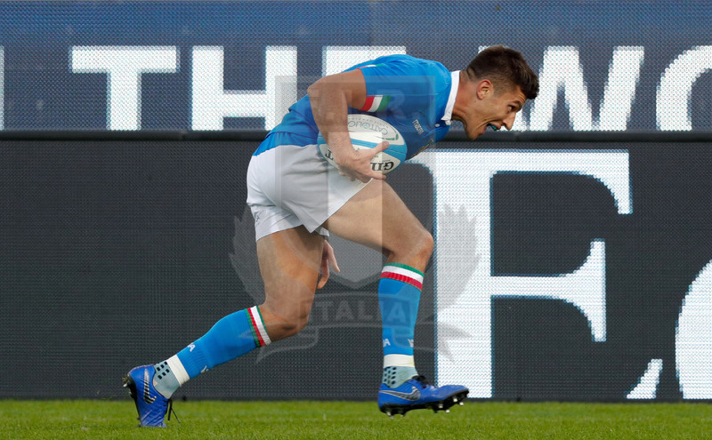 Cattolica Test Match 2018, Firenze, stadio Artemio Franchi 10/11/2018, Italia v Gorgia, Tommaso Allan lanciato in meta. Foto: Roberto Bregani/Fotosportit