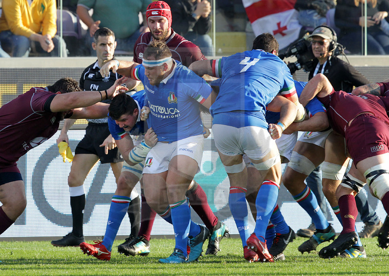 Cattolica Test Match 2018, Firenze, stadio Artemio Franchi 10/11/2018, Italia v Gorgia, drive azzurro con Andrea Lovotti. Foto Daniele Resini/Fotosportit