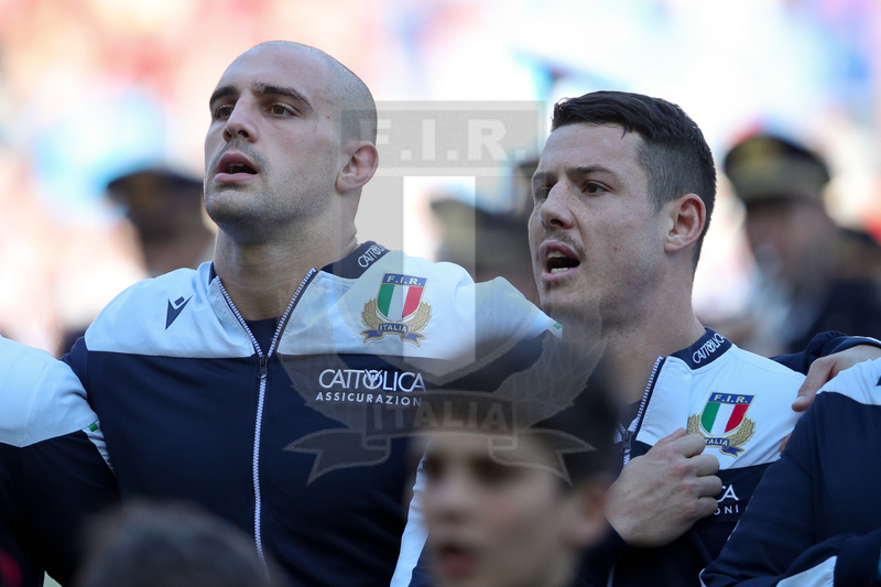 Guinness Sei Nazioni 2020, Round 3, Roma, Stadio Olimpico, 22/02/2020, Italia v Scozia. Luca Morisi e Marco Lazzaroni. Foto Roberto Bregani/Fotosportit