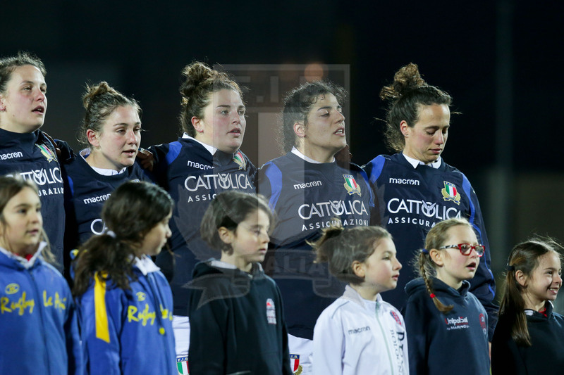 Guinness Sei Nazioni 2019 Donne, Round 3, Parma, Stadio Lanfranchi, 23/02/2019, Italia Donne v Irlanda Donne. durante la cerimonia degli inni. Foto Roberto Bregani/Fotosportit