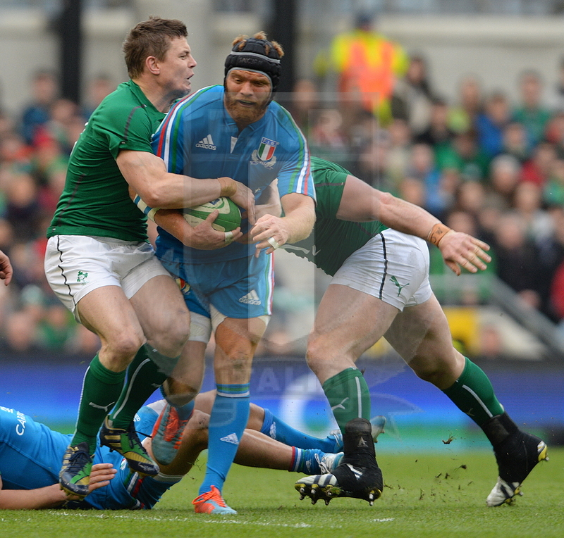 Sei Nazioni 2014, Dublino, Aviva Stadium, 08-03-2014, Irlanda v Italia, Gonzalo Garcia fermato da O\