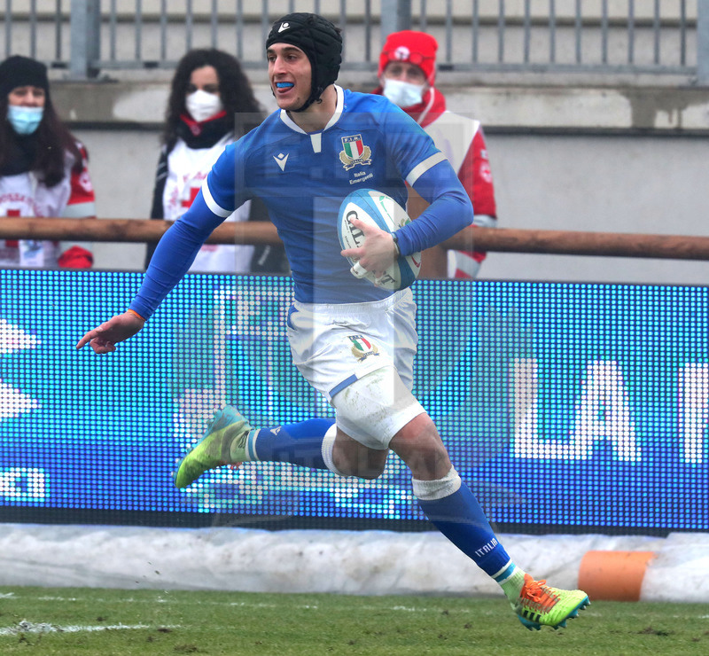 Test match, Parma, stadio Lanfranchi 18/12/2021, Italia Emergenti v Romania, Simone Gesi verso la meta. Foto Daniele Resinii/Fotosportit