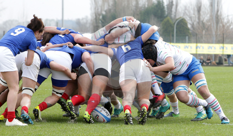 Guinness Sei Nazioni 2019 Donne, Padova, stadio Plebiscito 17/03/2017, Italia Donne v Francia Donne, mischie a confronto. Foto Daniele Resini/Fotosportit