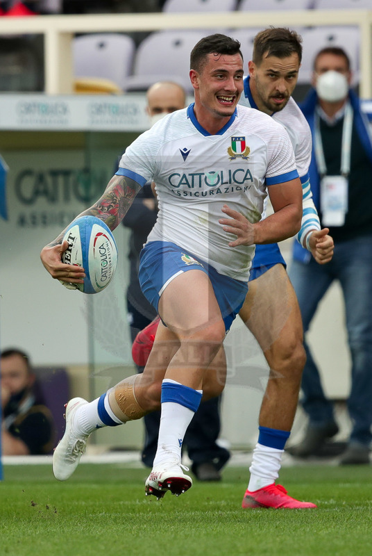 Autumn Nations Cup 2020, Cattolica Test match 2020, Firenze, Stadio Artemio Franchi, 14/11/2020, Italia v Scozia. Un attacco di Marco Zanon. Foto Roberto Bregani/Fotosportit