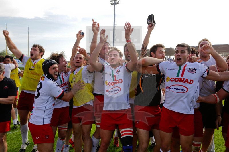 Rugby, Serie A 2015-2016, Finale, Viadana (MN), Stadio Zaffanella, 22-05-2016, Conad Reggio v Tossini Pro Recco. I giocatori del reggio festeggiano al termine dell\