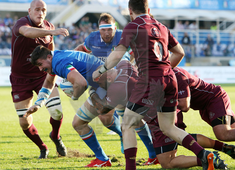 Cattolica Test Match 2018, Firenze, stadio Artemio Franchi 10/11/2018, Italia v Gorgia, Sebastian Negri forza un placcaggio. Foto Daniele Resini/Fotosportit