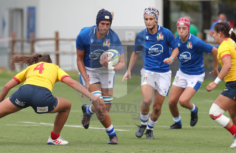 Rugby World Cup 2021 Women, Qualifier, Parma, stadio Lanfranchi 25/09/2021, Italia Donne v Spagna Donne, Giordana Duca con Sillati e Ostuni Minuzzi in sostegno. Foto Daniele Resini/Fotosportit