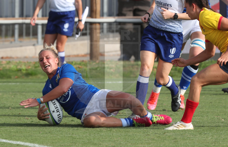 Rugby World Cup 2021 Women, Qualifier, Parma, stadio Lanfranchi 25/09/2021, Italia Donne v Spagna Donne, Veronica Madia appoggia in meta. Foto Daniele Resini/Fotosportit