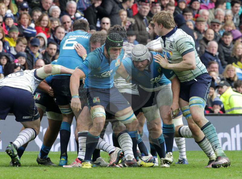RBS Sei Nazioni 2017, Edimburgo, Murrayfield stadium 18/03/2017, Scozia v Italia, rolling maul con Minto e Chistolini. Foto Daniele Resini/Fotosportit