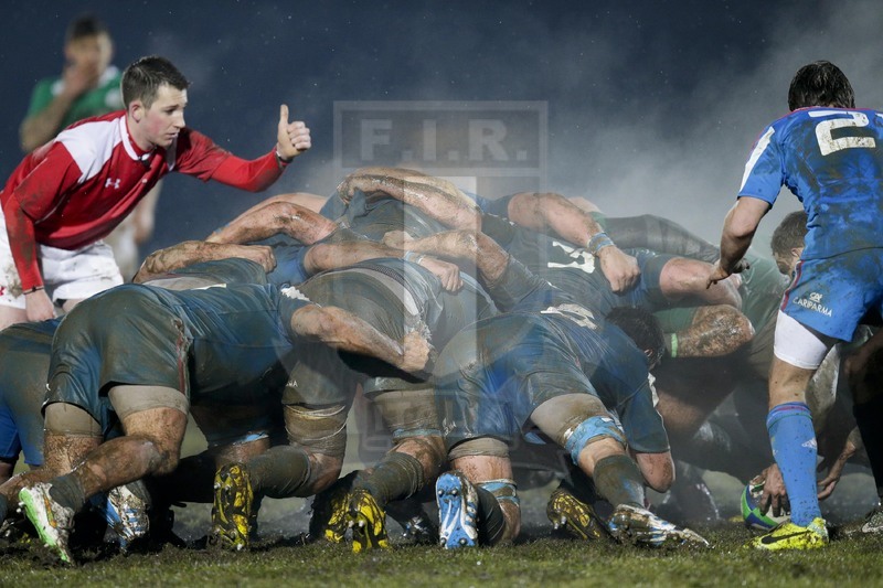 RBS 6 Nazioni U20 2015, Biella, Stadio Pozzo Lamarmora, 6-02-2015, Italia U20 v Irlanda U20 Ingaggio in mischia chiusa. Foto: Roberto Bregani/Fotosportit.