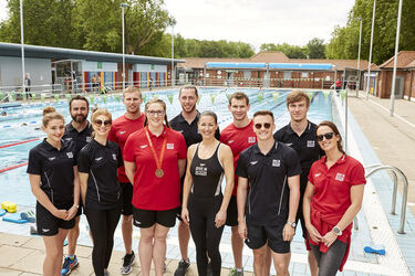 Kirsty Gallacher at Speedo Dive In event London Fields Lido.