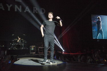 Singer Conor Maynard performs on stage in Glasgow.