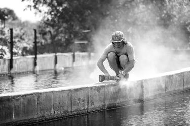 Nikita Martyanov during the production for his movie Way Out 