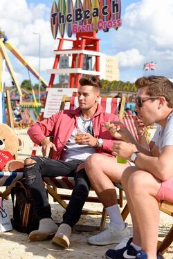 Love Island Heartthrob Chris Hughes Visits The Beach at Brent Cross London