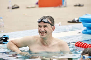 Kirsty Gallacher at Speedo Dive In event London Fields Lido.
