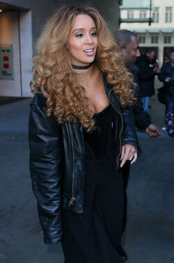 Lion Babe Jillian Hervey and Lucas Goodman leaving BBC Radio 1 Live Lounge after performing on the show London