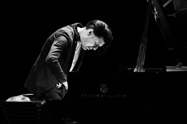 Pianist Ezio Bosso at the Toniolo theater on 22 April 2016 in Mestre Venice Italy