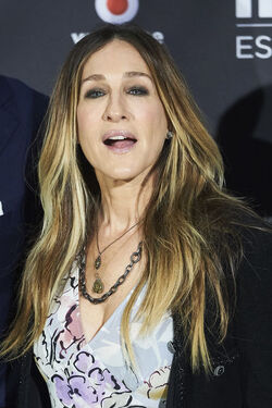Sarah Jessica Parker fashions a Chanel jacket and Tracey Reese dress at the HBO Espana launch Madrid