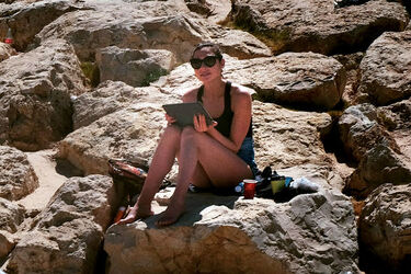 Gal Gadot seen relaxing on Dolphinarium Beach