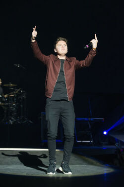 Singer Conor Maynard performs on stage in Glasgow.