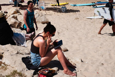 Gal Gadot seen relaxing on Dolphinarium Beach