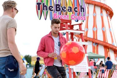 Love Island Heartthrob Chris Hughes Visits The Beach at Brent Cross London