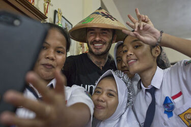 UNICEF Goodwill Ambassador David Beckham visits Indonesia to meet children tackling violence and bullying in the classroom