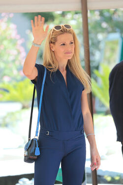 TV conductor Michelle Hunziker at the 72nd Venice Film Festival