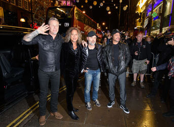 Metallica arrive at HMV in London at midnight for album signing