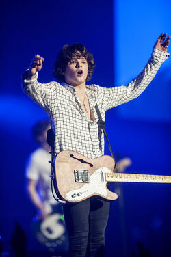 Bradley Simpson of The Vamps performs on stage at Glasgow s SEE Hydro