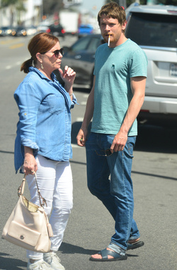 Jack O Connell out with his mother in West Hollywood.