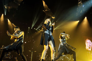 Singer Ellie Goulding performs on stage at the SEE Hydro