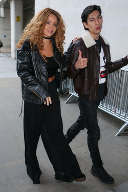 Lion Babe Jillian Hervey and Lucas Goodman leaving BBC Radio 1 Live Lounge after performing on the show London