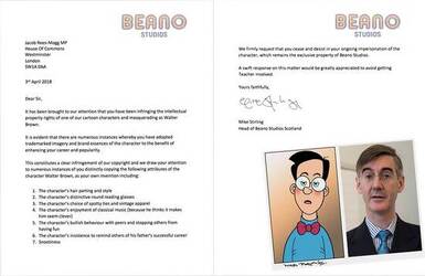 Beano Studios send Jacob Rees Mogg a cease and desist notice.