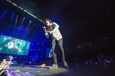 Bradley Simpson of The Vamps performs on stage at Glasgow s SEE Hydro