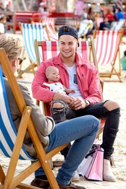 Love Island Heartthrob Chris Hughes Visits The Beach at Brent Cross London