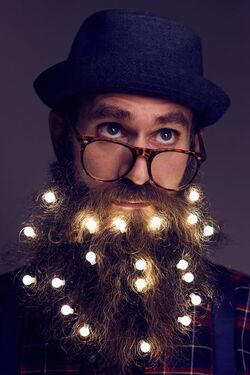 Christmas Time Beard Lights and Wine